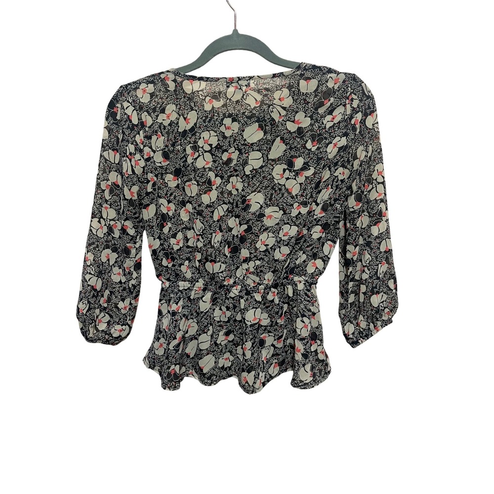 Lily Rose Floral Lace Peplum Blouse Womens XS 3/4 Sleeve Top - Picture 4 of 8